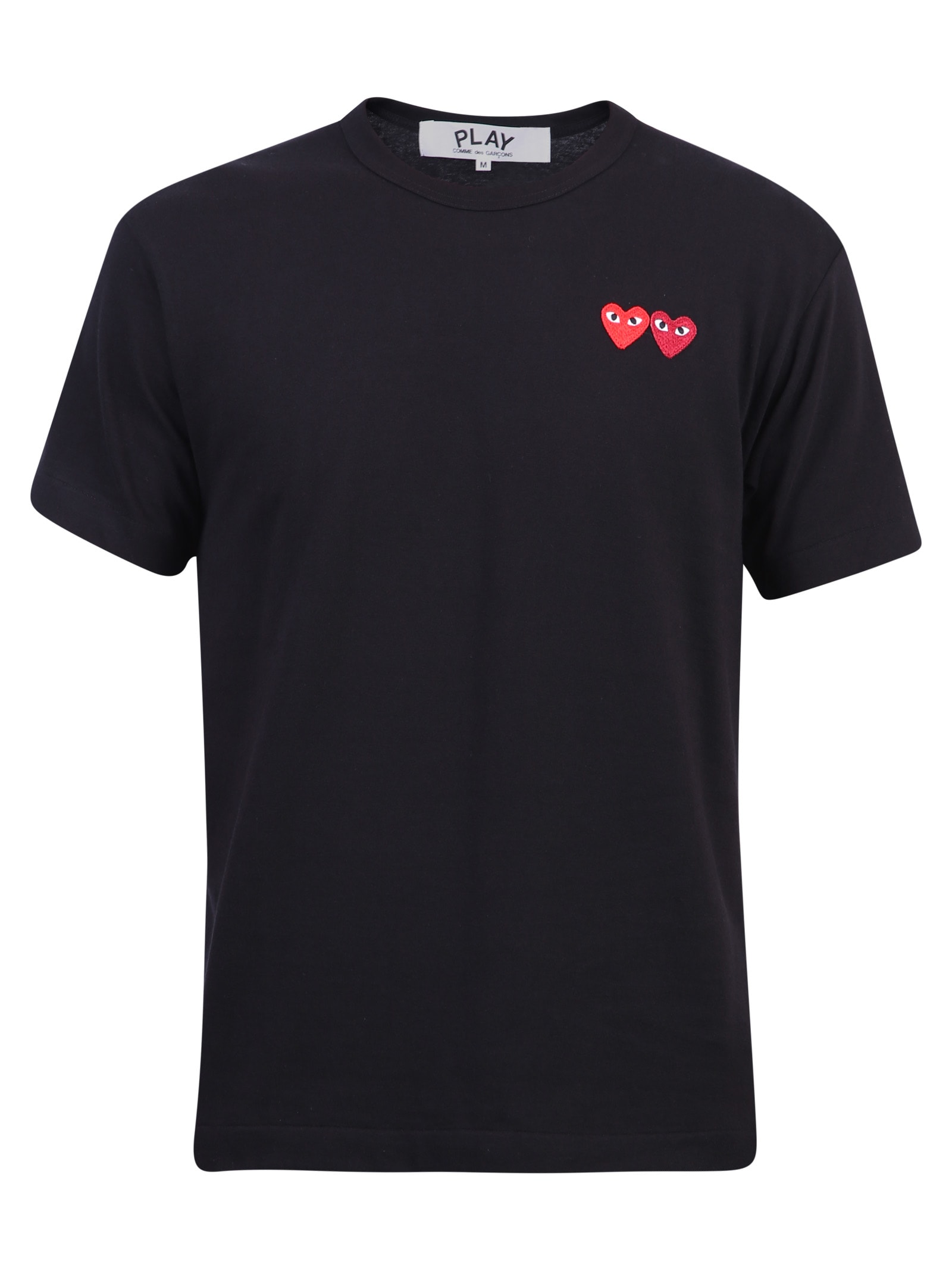 Shop Comme Des Garçons Play Embroidered T-shirt In Black