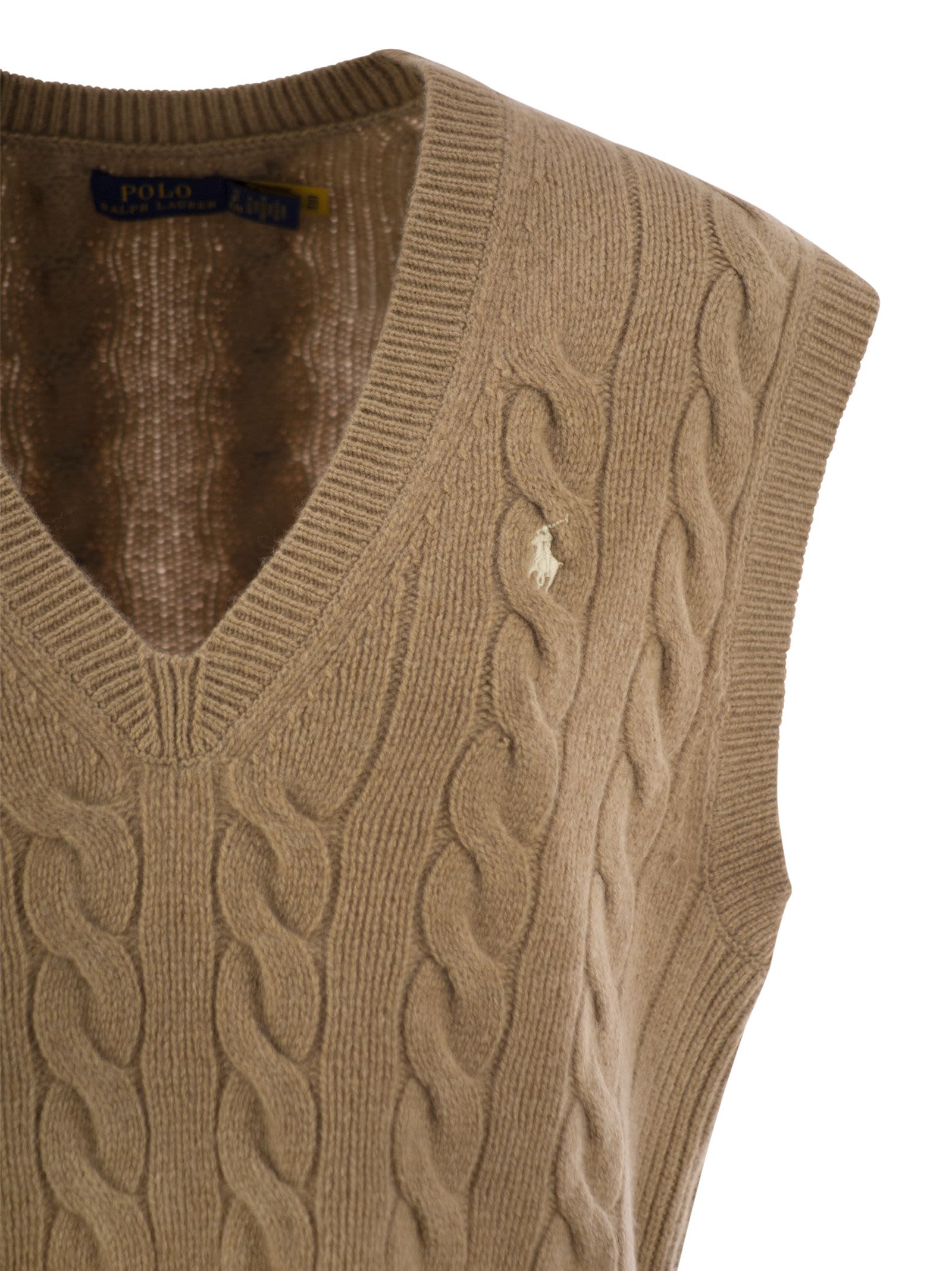 Polo Ralph Lauren Wool And Cashmere Cable-knit Vest In Multi