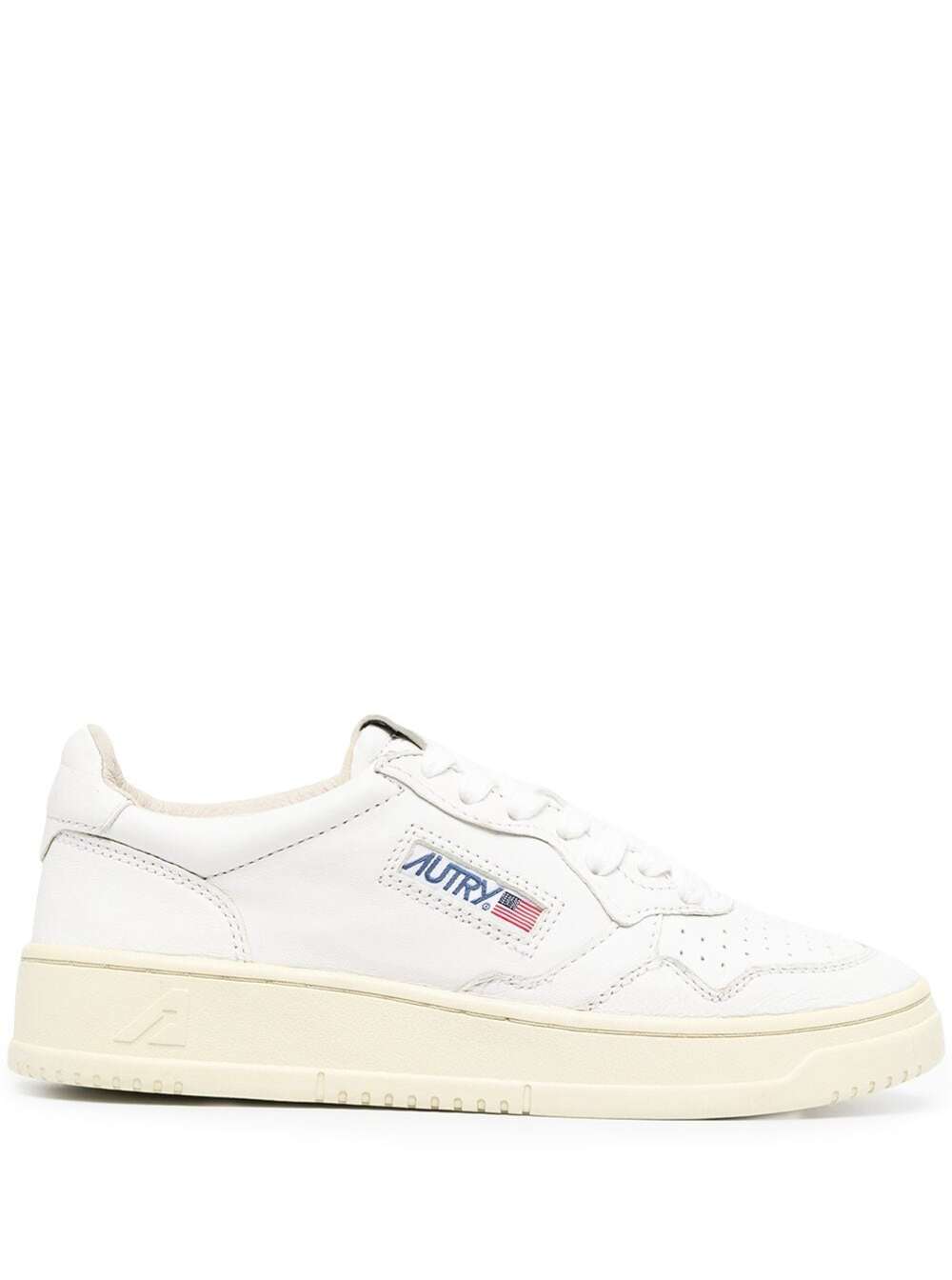 AUTRY WHITE LEATHER SNEAKERS WITH LOGO AUTRY WOMAN