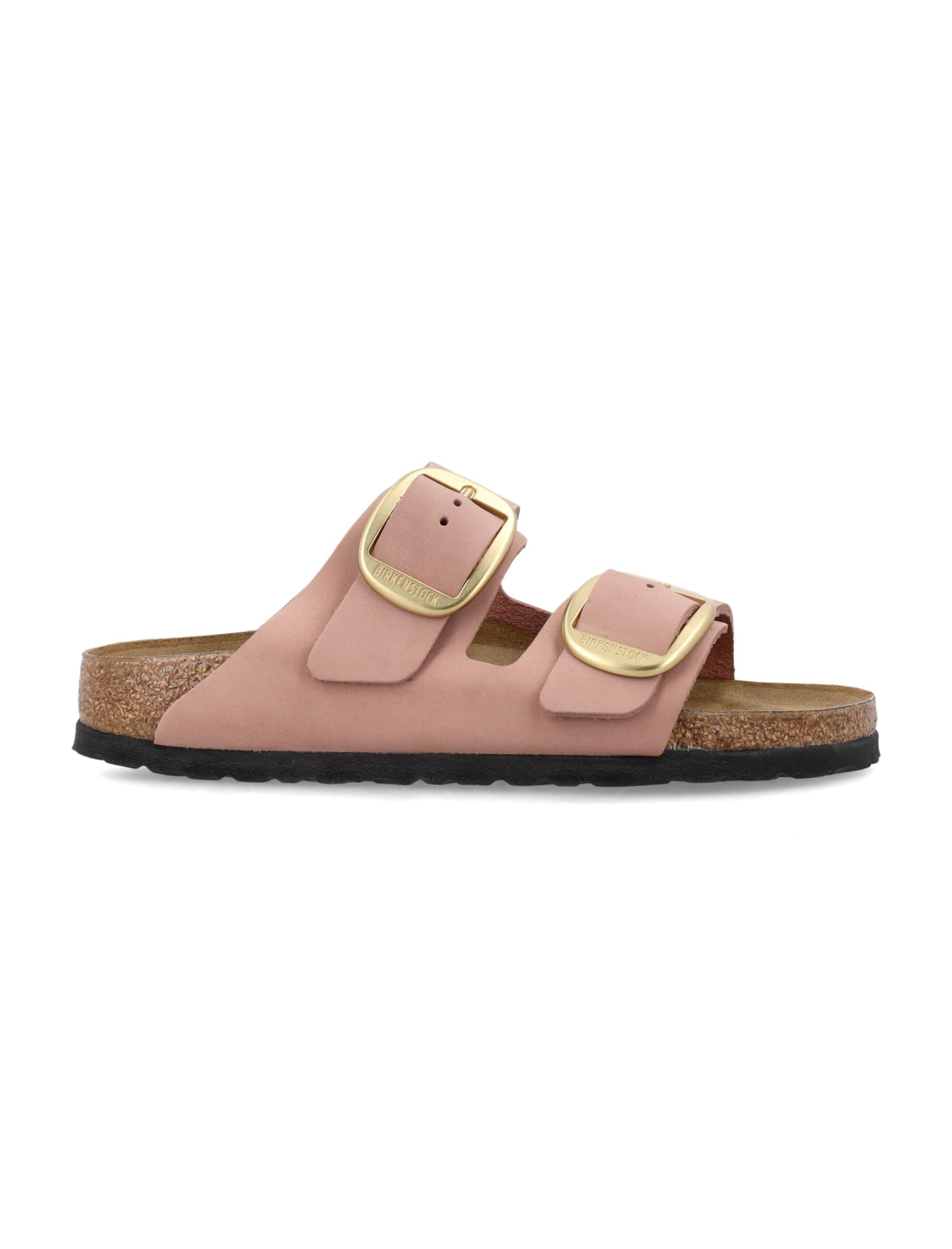 Birkenstock Arizona Leather Dual-buckle Slide Sandals In Old Rose
