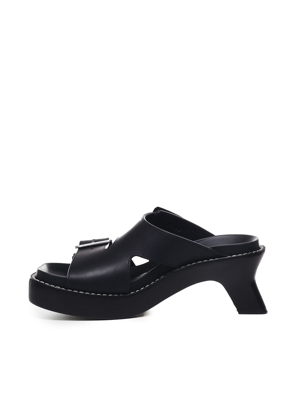 Shop Loewe Ease Sandals In Calfskin In Black