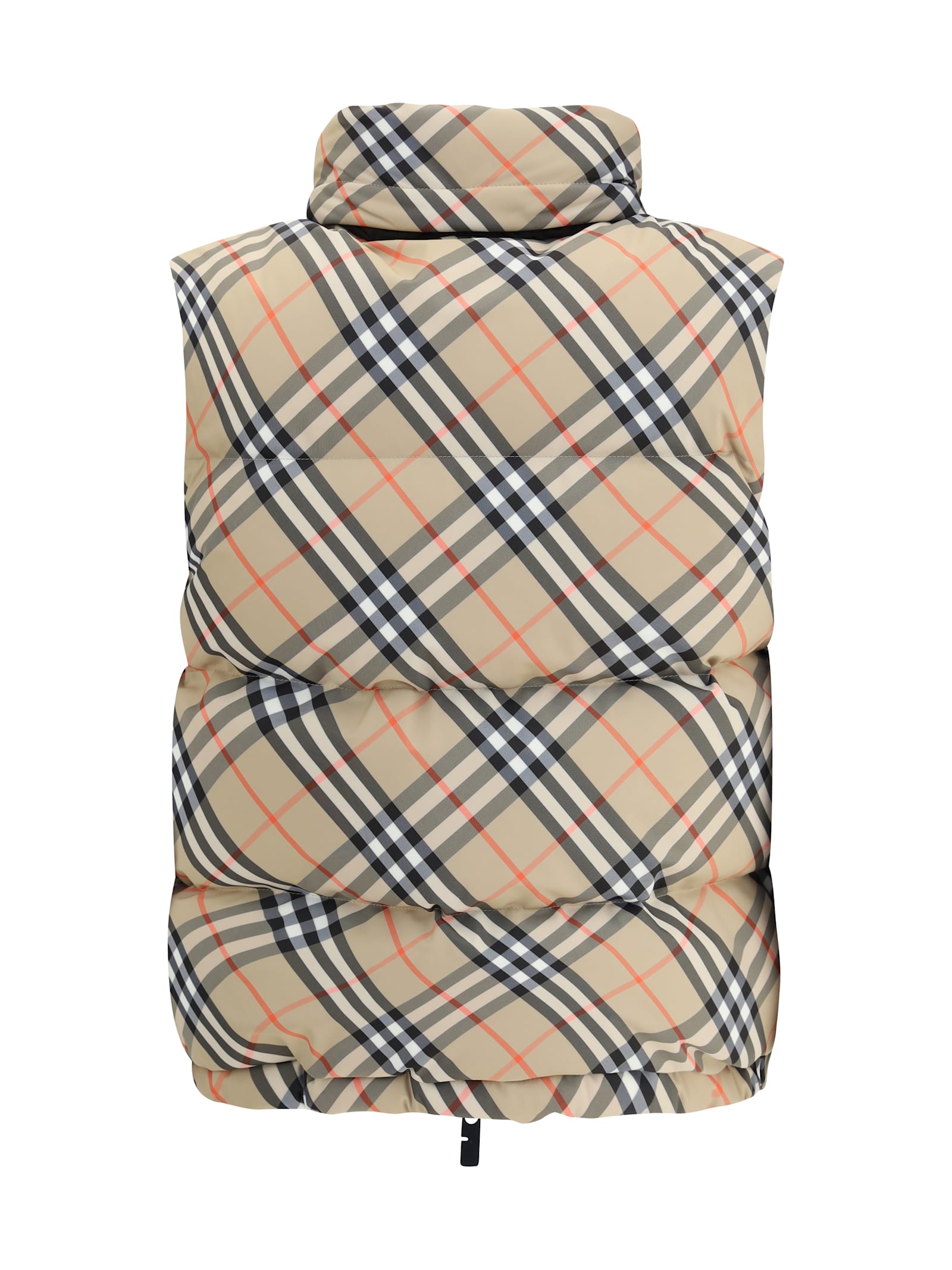 Burberry Check Vest Down Jacket In Brown