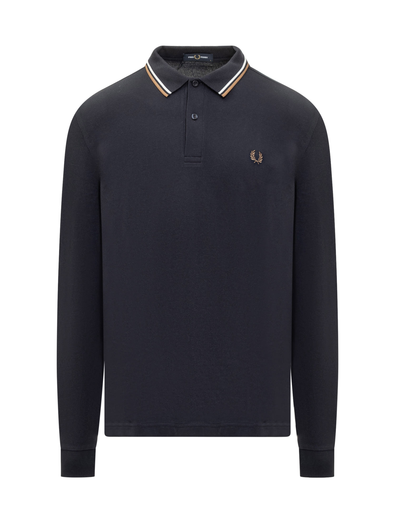 Fred Perry Polo Long Sleeves In Navy/snowh/shsto