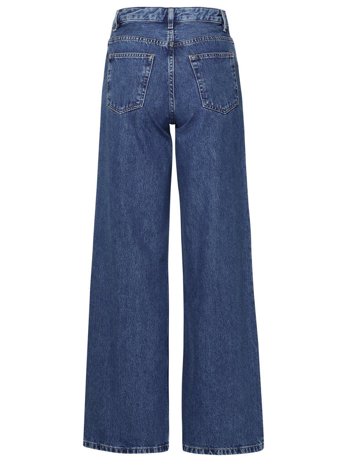 Shop Apc Wide Leg Jeans In Blue