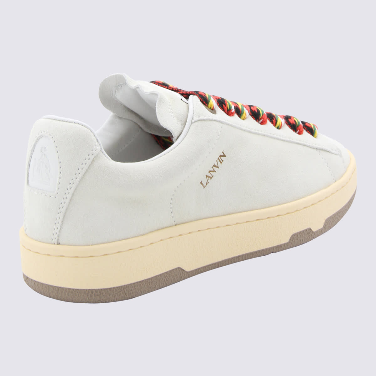 Shop Lanvin White Leather Curb Lite Sneakers