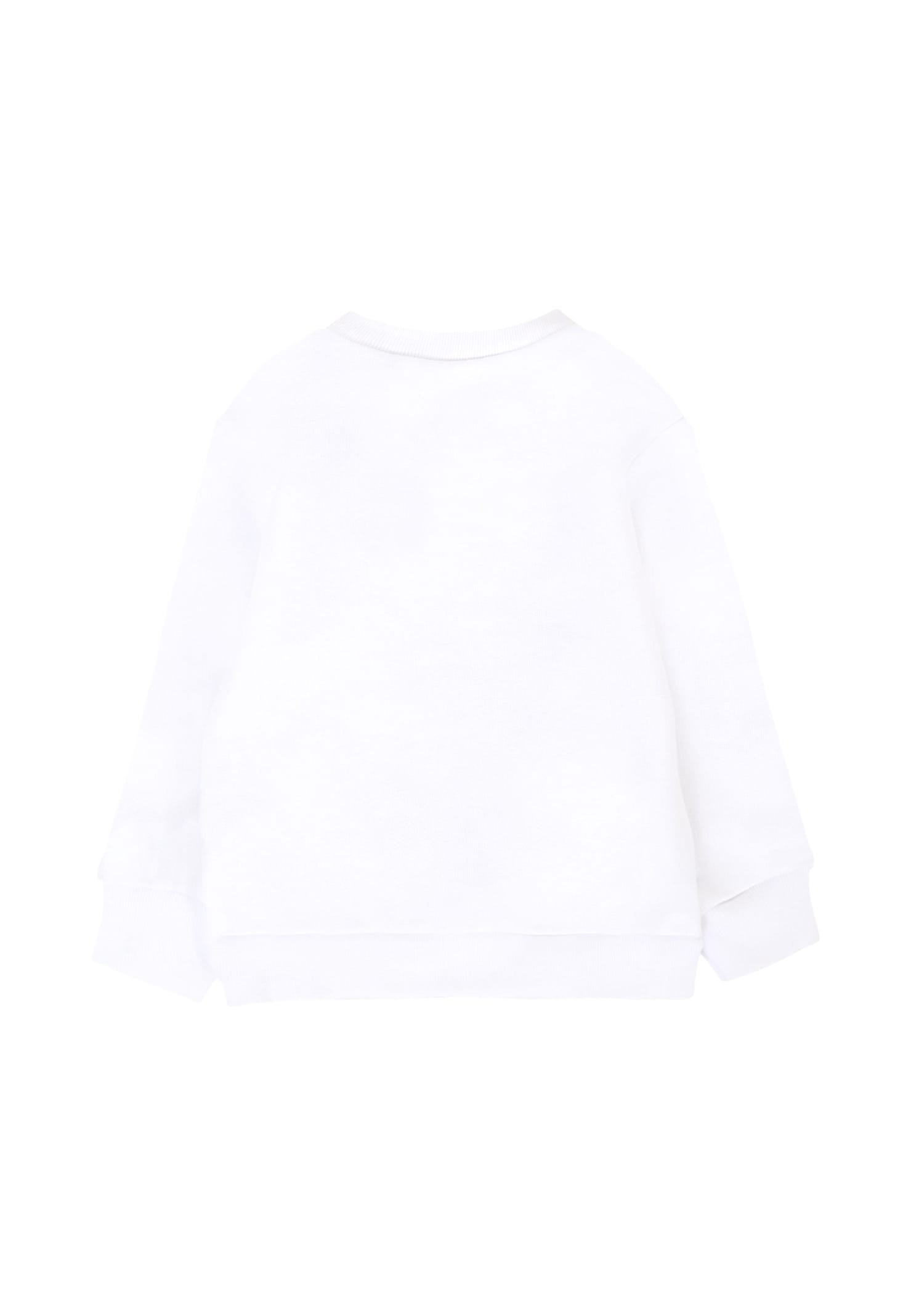 Dsquared2 White Sweatshirt For Baby Boy With Logo And Iconic Red Velvet Maple Leaf In White