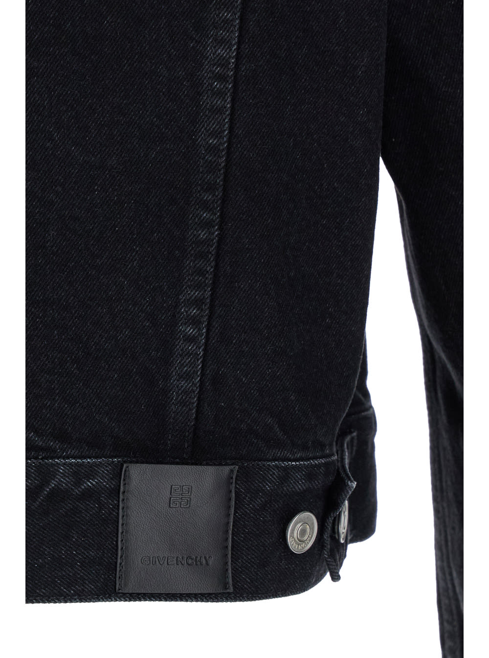 Shop Givenchy Black Jacket With Buttons And Logo Patch In Cotton Denim Man