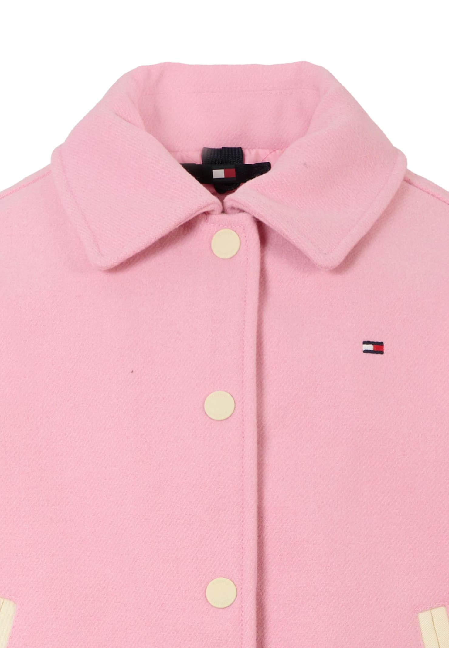 Tommy Hilfiger Pink Bomber Jacket For Girl With Logo In Multi