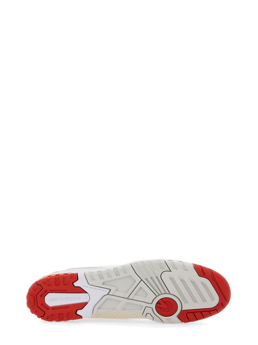 New Balance '550' White And Red Low Top Sneakers With Logo And Contrasting Details In Ivory
