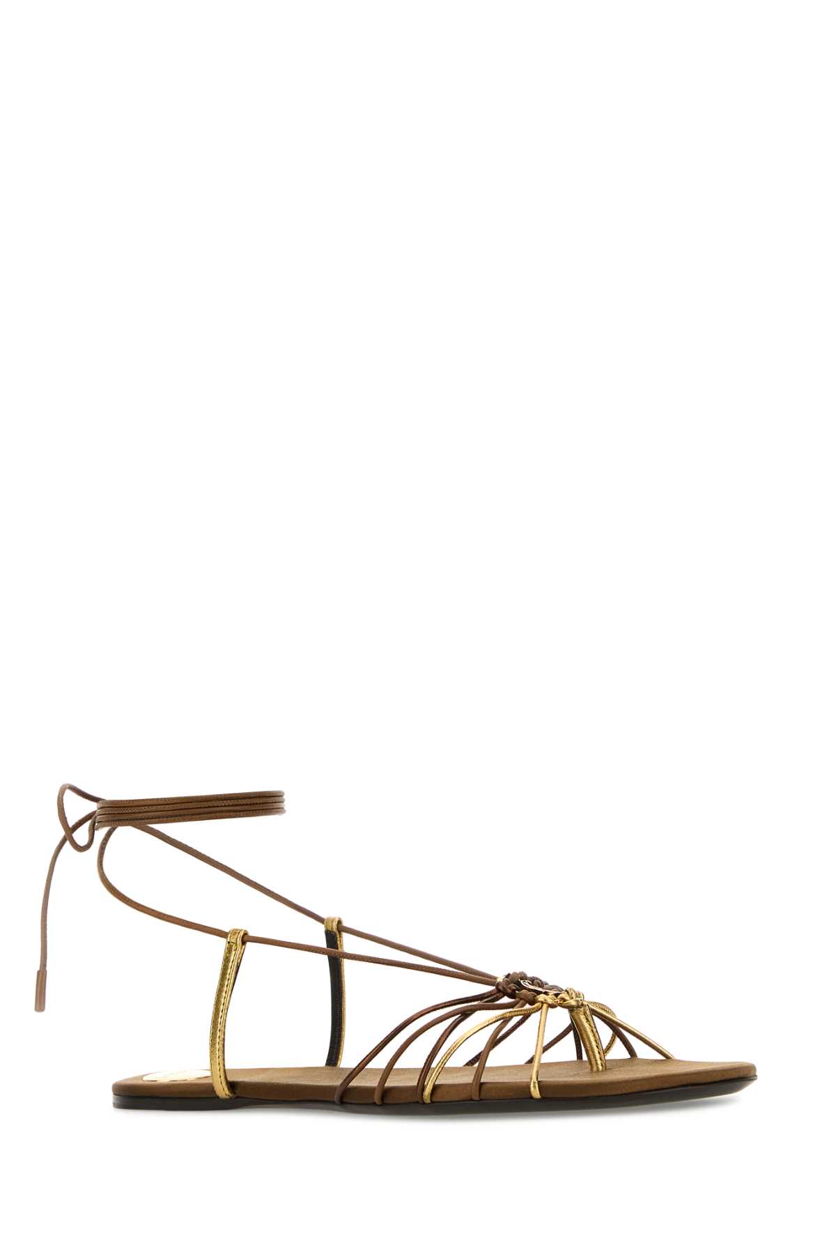 Saint Laurent Babylone Sandals In Smooth And Metallic Leather