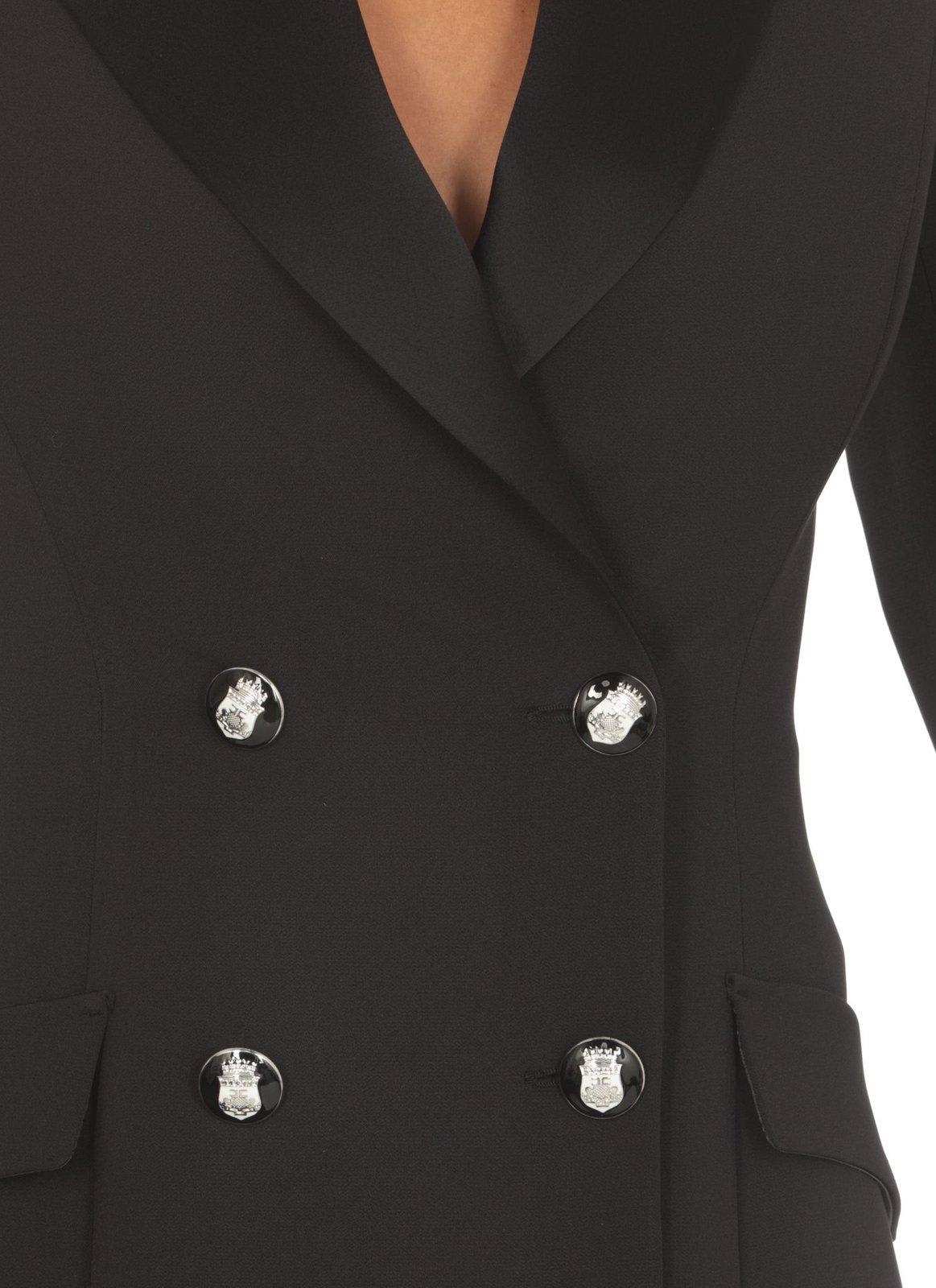 Shop Elisabetta Franchi Double-breasted Blazer Dress In Black