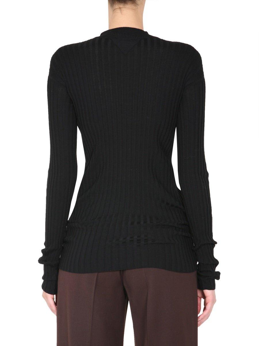 Shop Bottega Veneta Ribbed Knit Sweater In Black