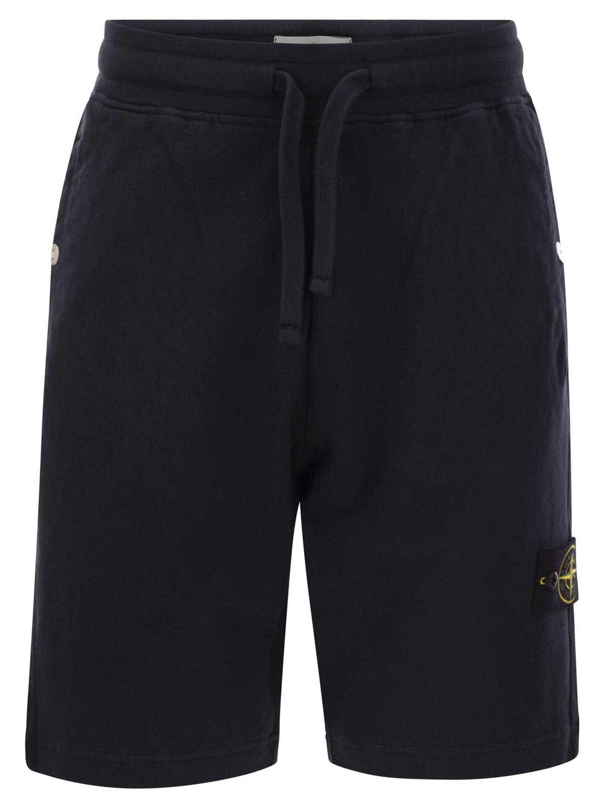 STONE ISLAND LOGO PATCH DRAWSTRING BERMUDA SHORTS