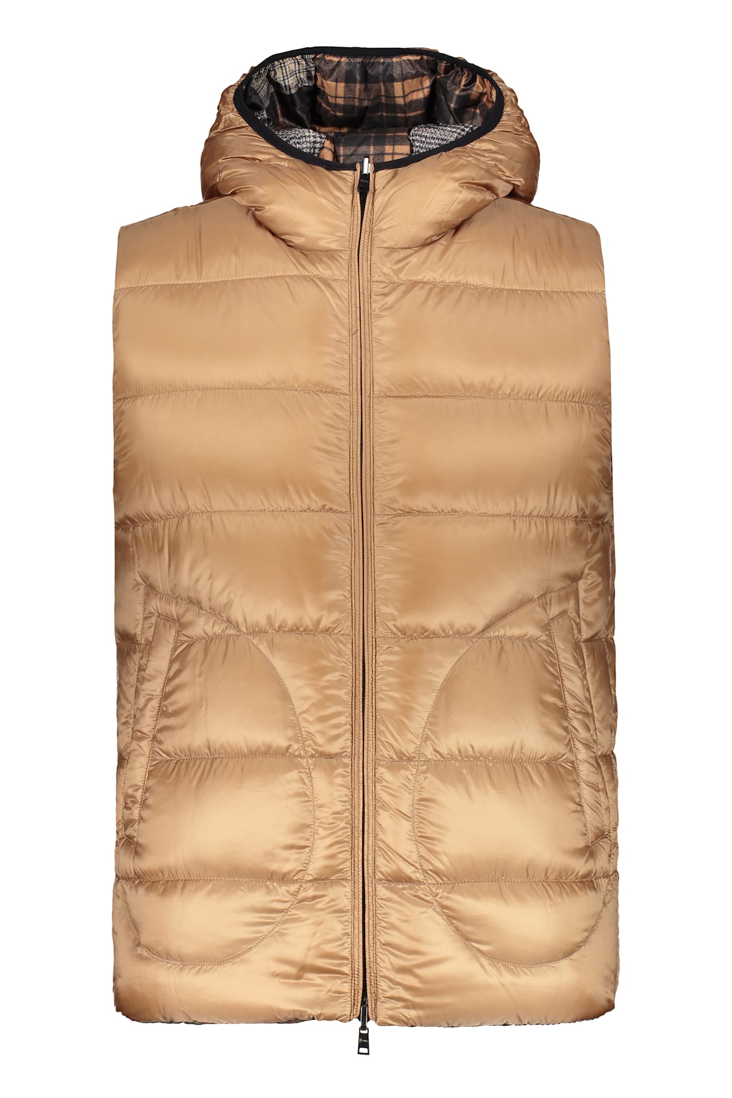 Herno Hooded Patchwork Gilet In Multi