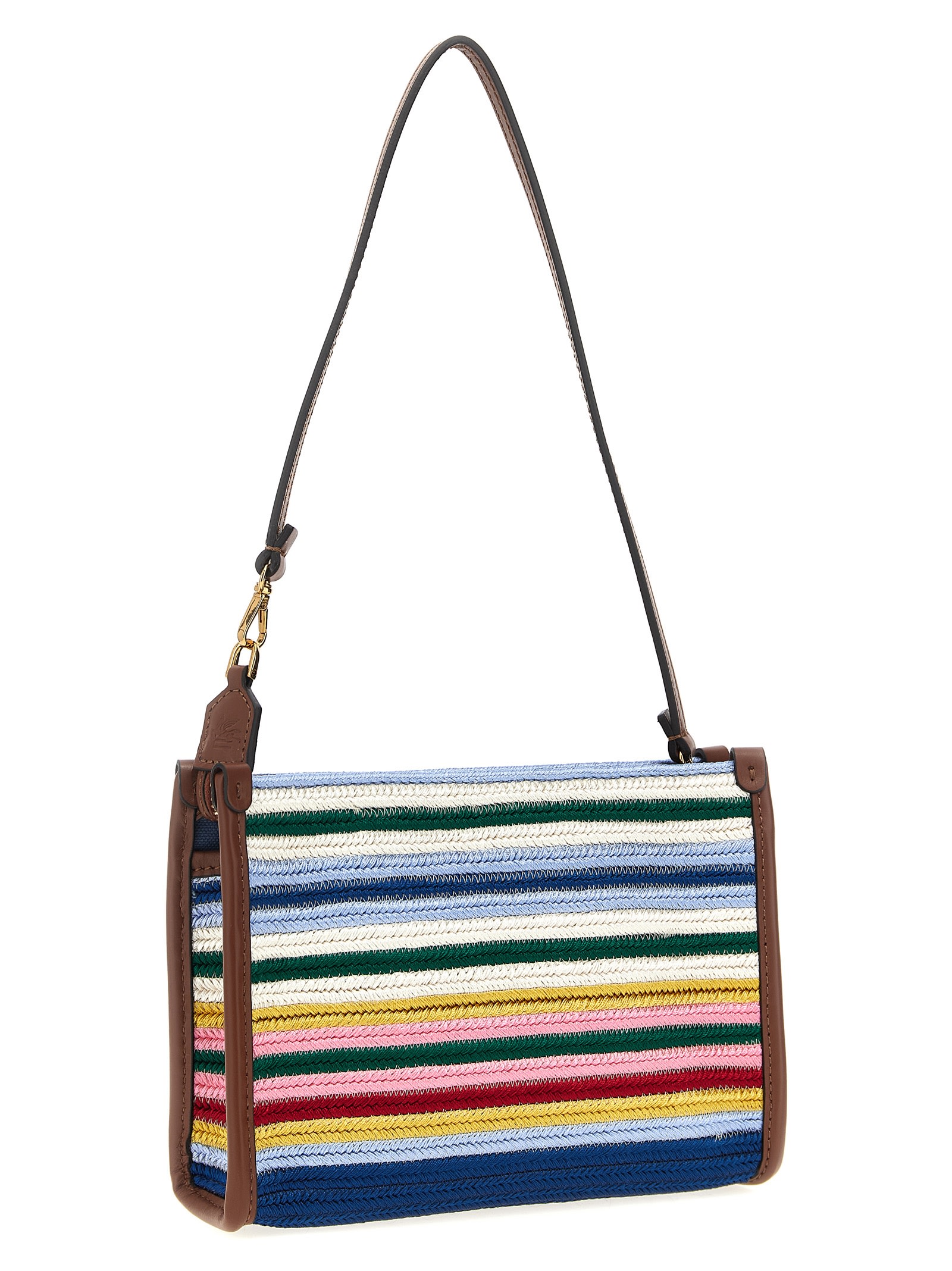 Etro Viscose Pouch With Stripes And Top Handle In Multi