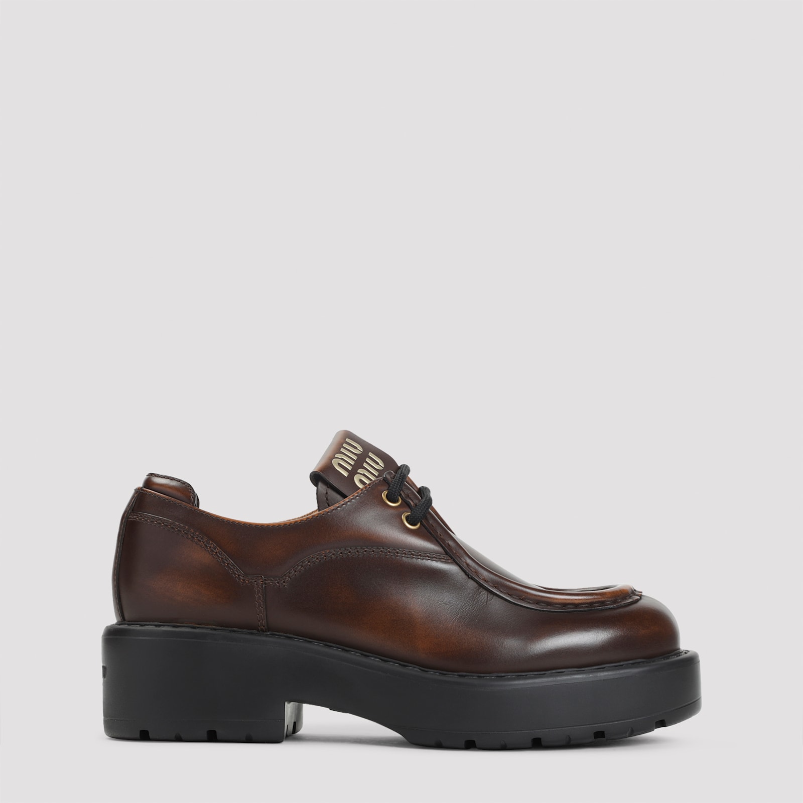 Miu Miu Lace-up Shoes Featuring Chunky Sole In Brown