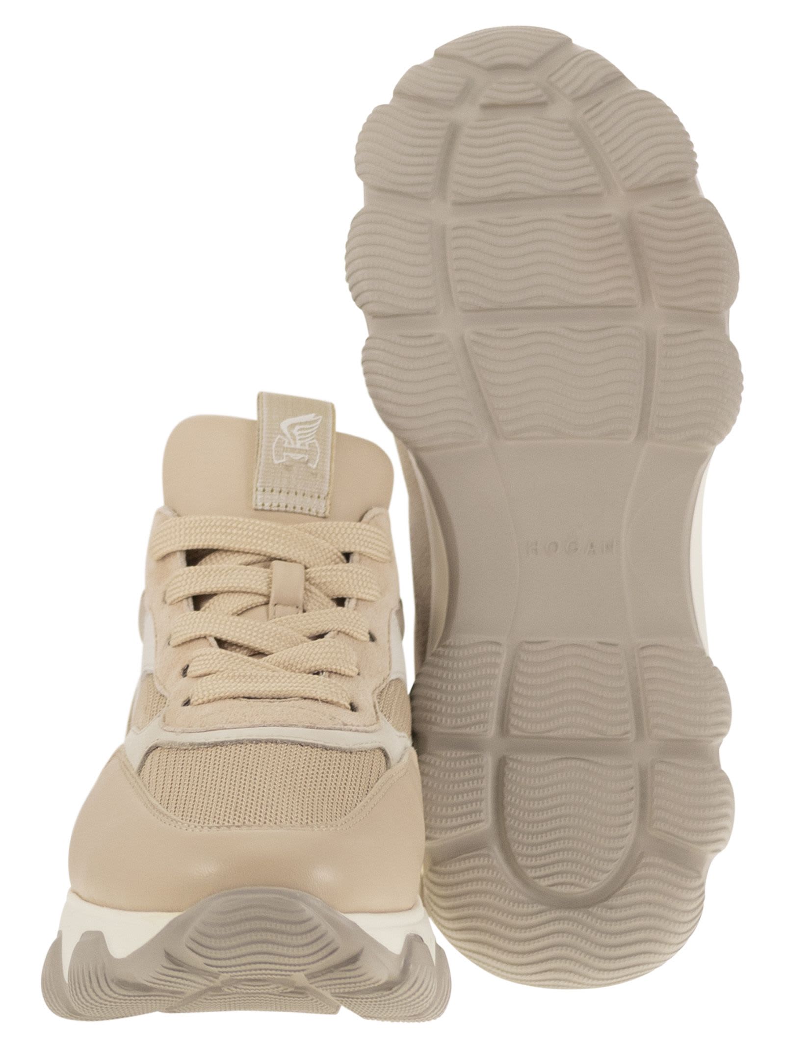 Shop Hogan Hyperactive - Leather And Fabric Trainers In Beige