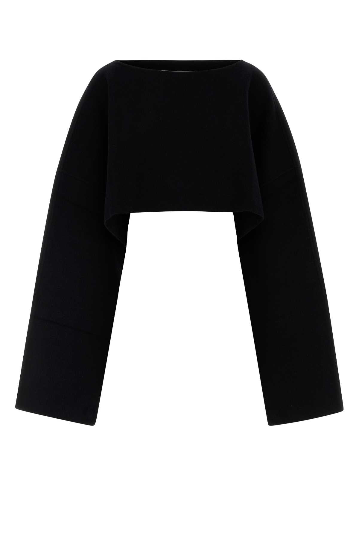 Black Wool Blend Cape