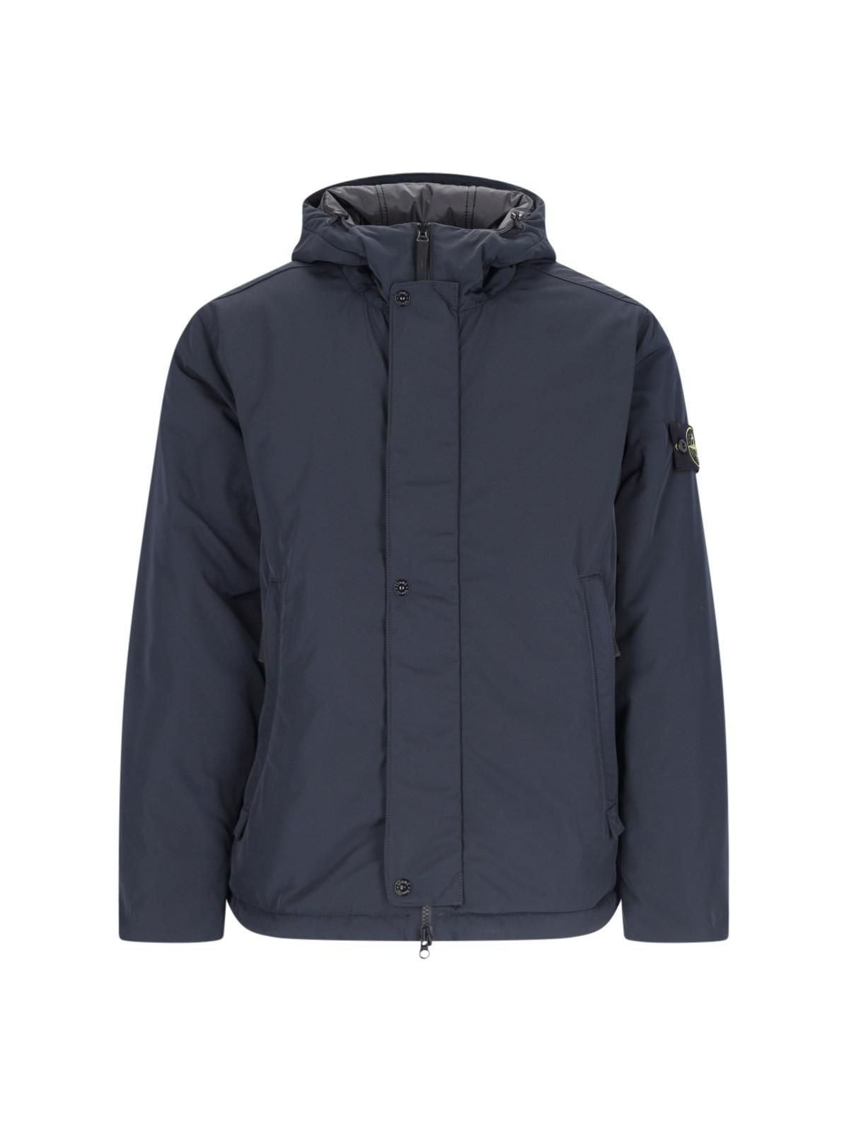 Shop Stone Island Technical Hooded Jacket In Blue