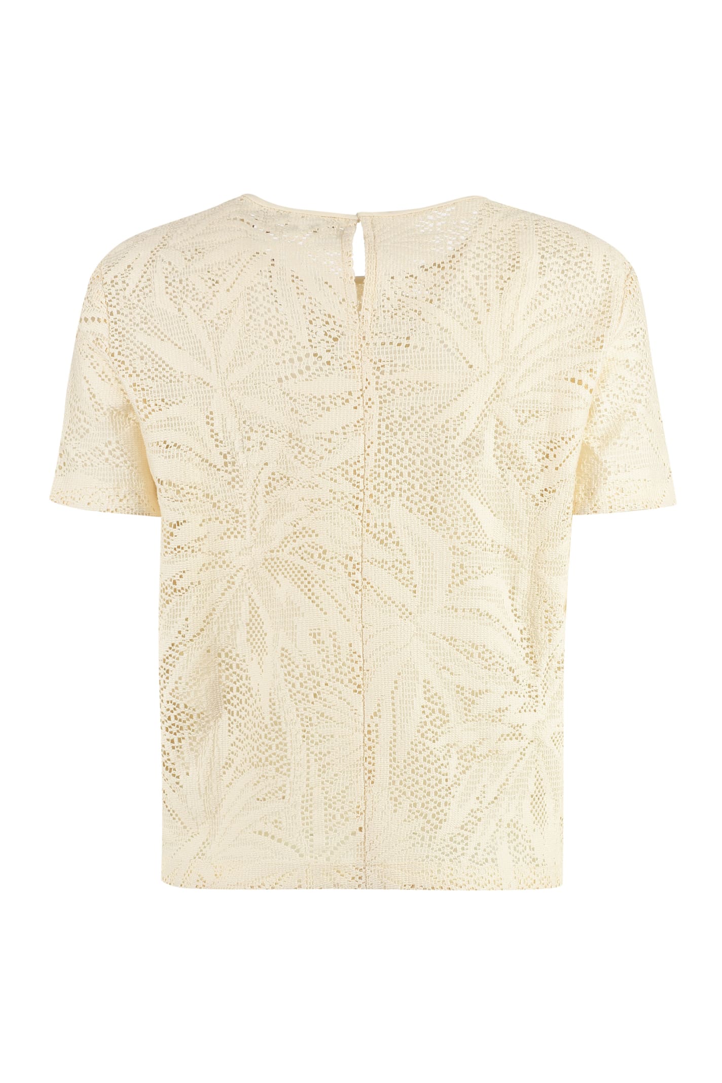 Shop Max Mara Lettera Lace T-shirt In Ivory