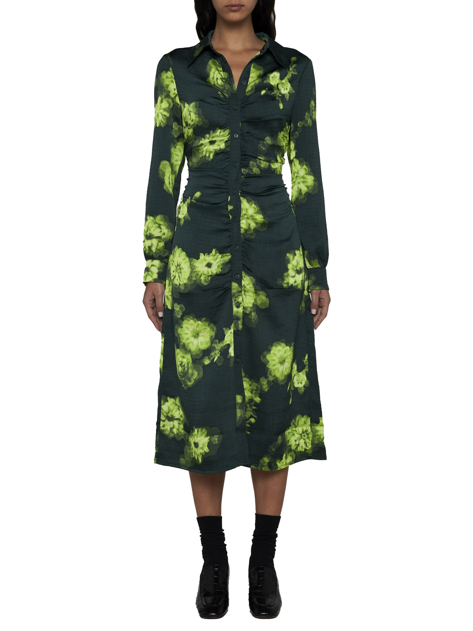 Shop Baum Und Pferdgarten Dress In Green Margot Flower