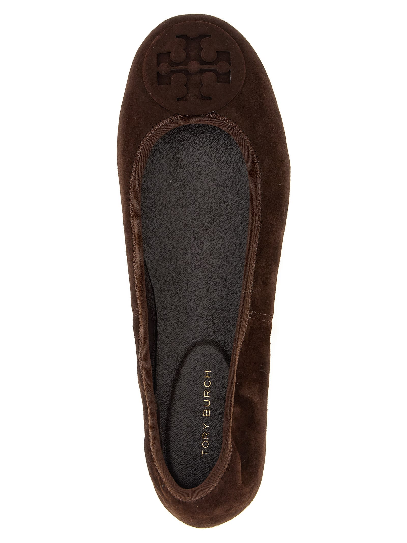 Tory Burch Travel Ballerina Flats Suede Finish In Brown