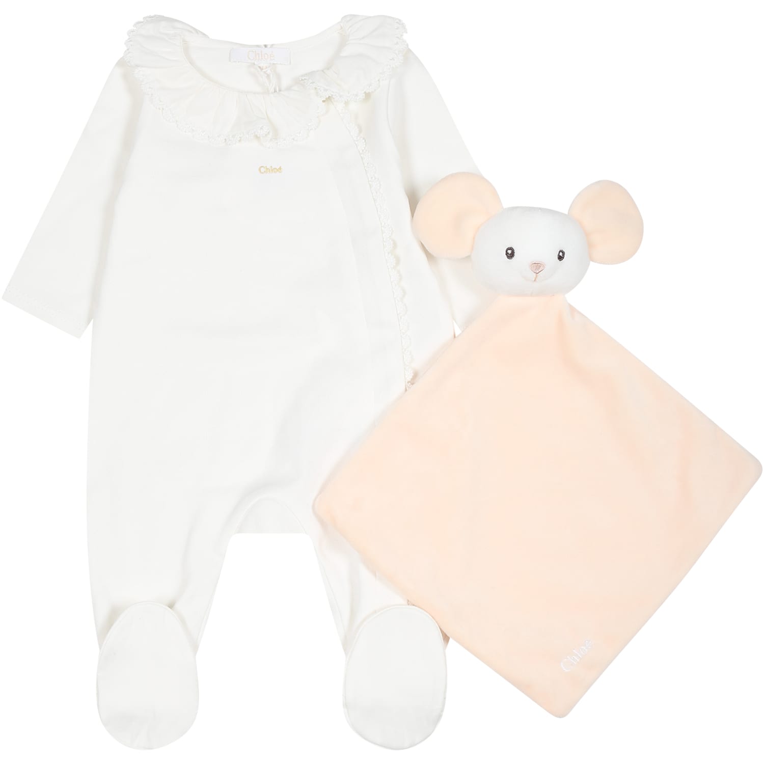 Chloé White Set For Baby Girl With Logo