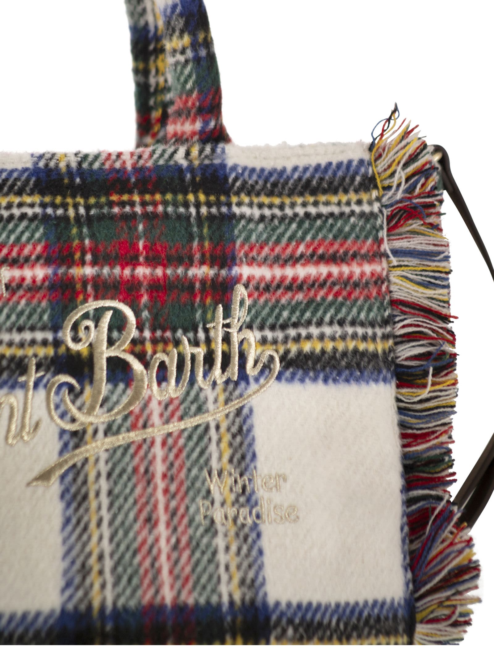 Mc2 Saint Barth Colette - Wool-effect Bag With Logo In White