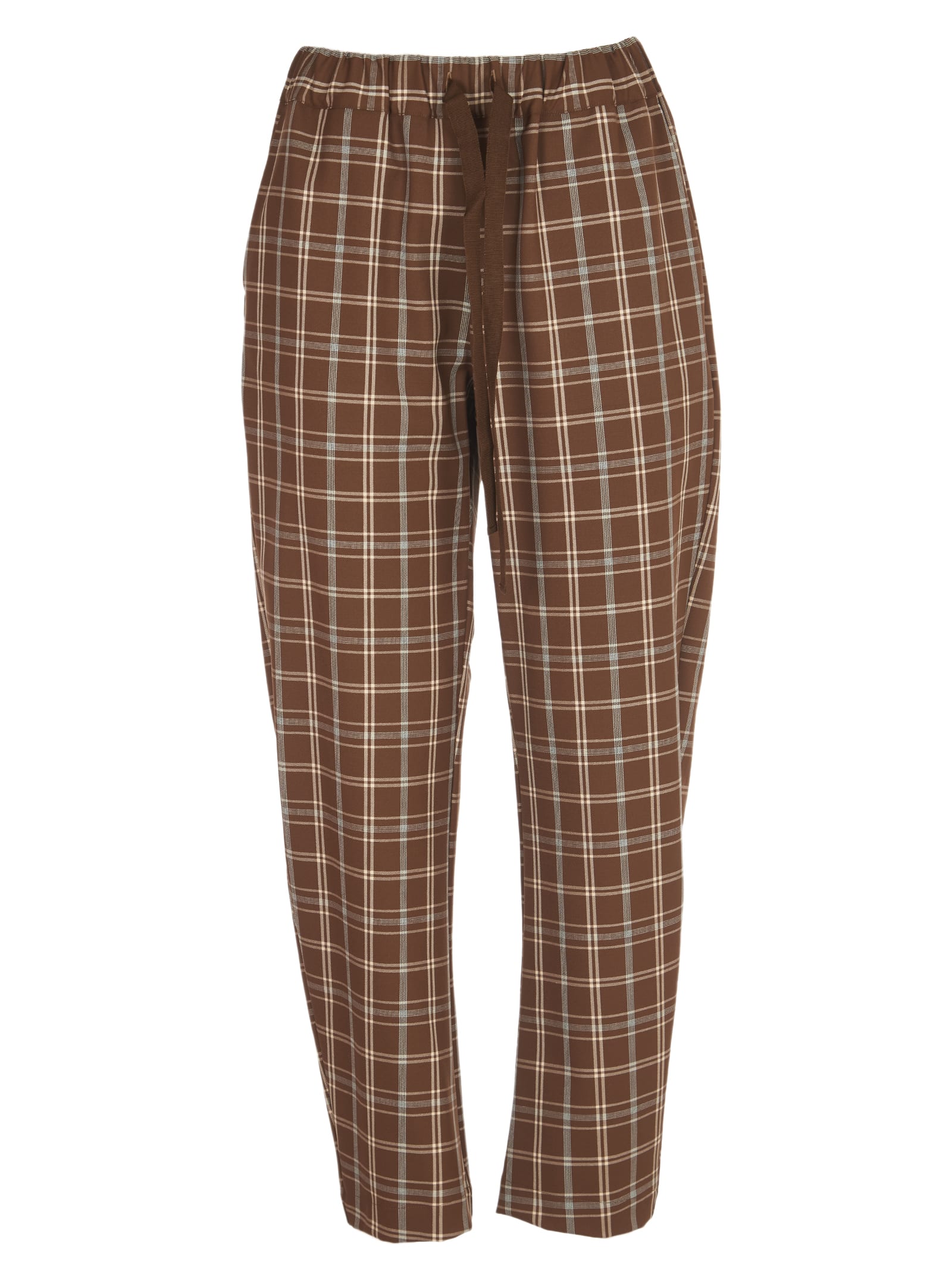SEMICOUTURE Brown Check Trousers