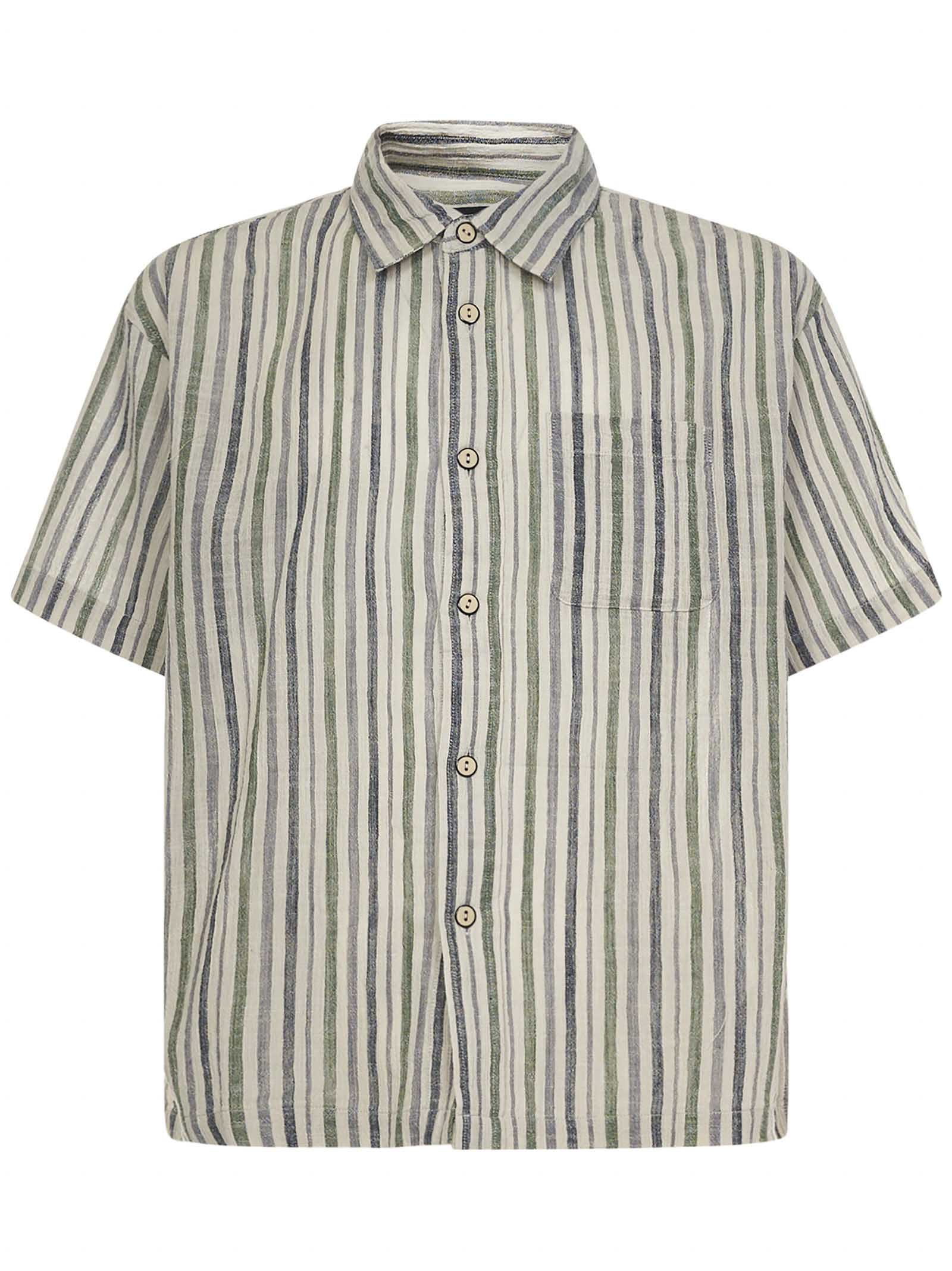 Wrinkly Cotton Gauze Shirt In Multicolor