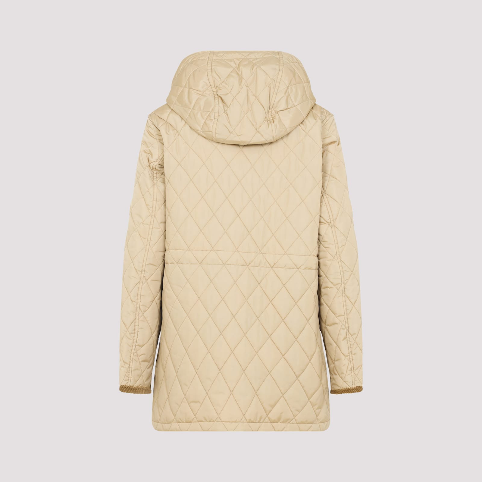 Burberry Quilted Hooded Jacket With Classic Check Interior In Nude
