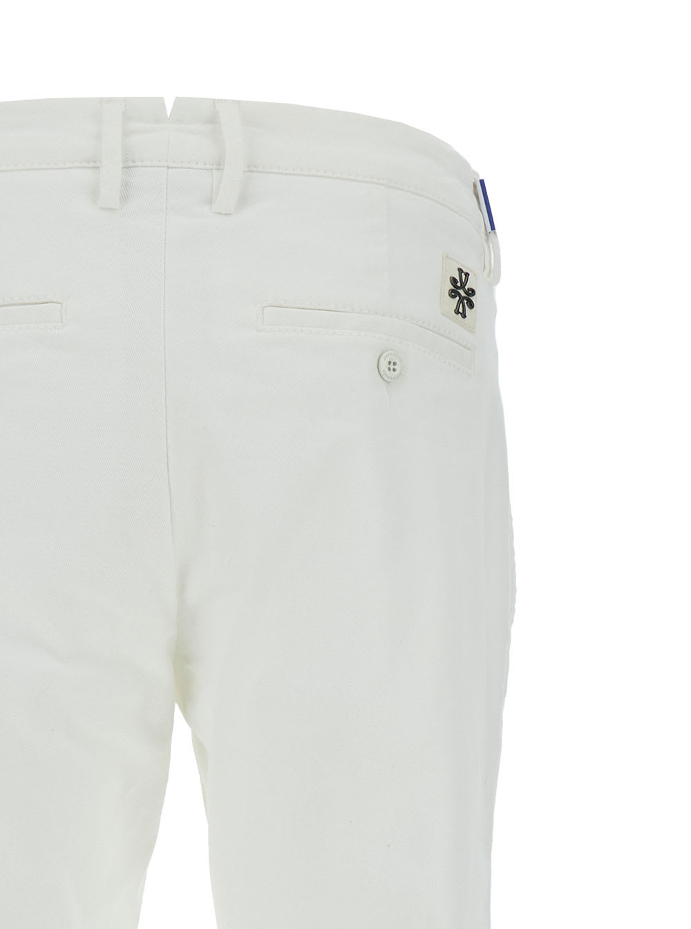Shop Jacob Cohen Bobby Slim White Pants With Logo Patch In Cotton Man
