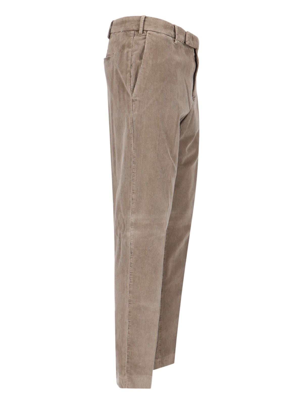 Pt Torino Beige Corduroy Trousers With Straight Fit In Multi