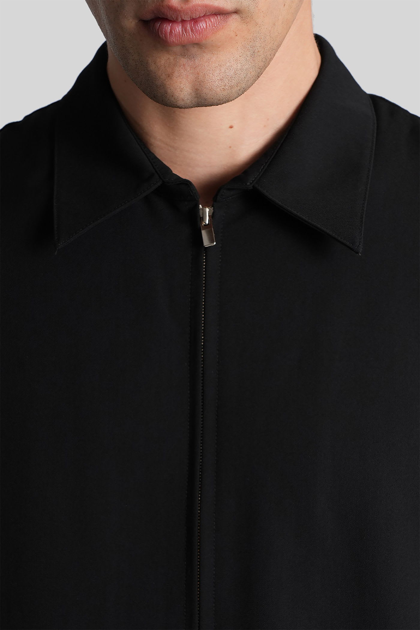 Attachment Shirt In Black Wool In Black