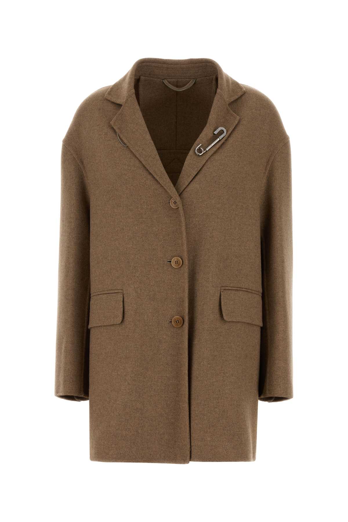 Ermanno Scervino Tailored Wool Blend Blazer With Belt And Pockets In Brown