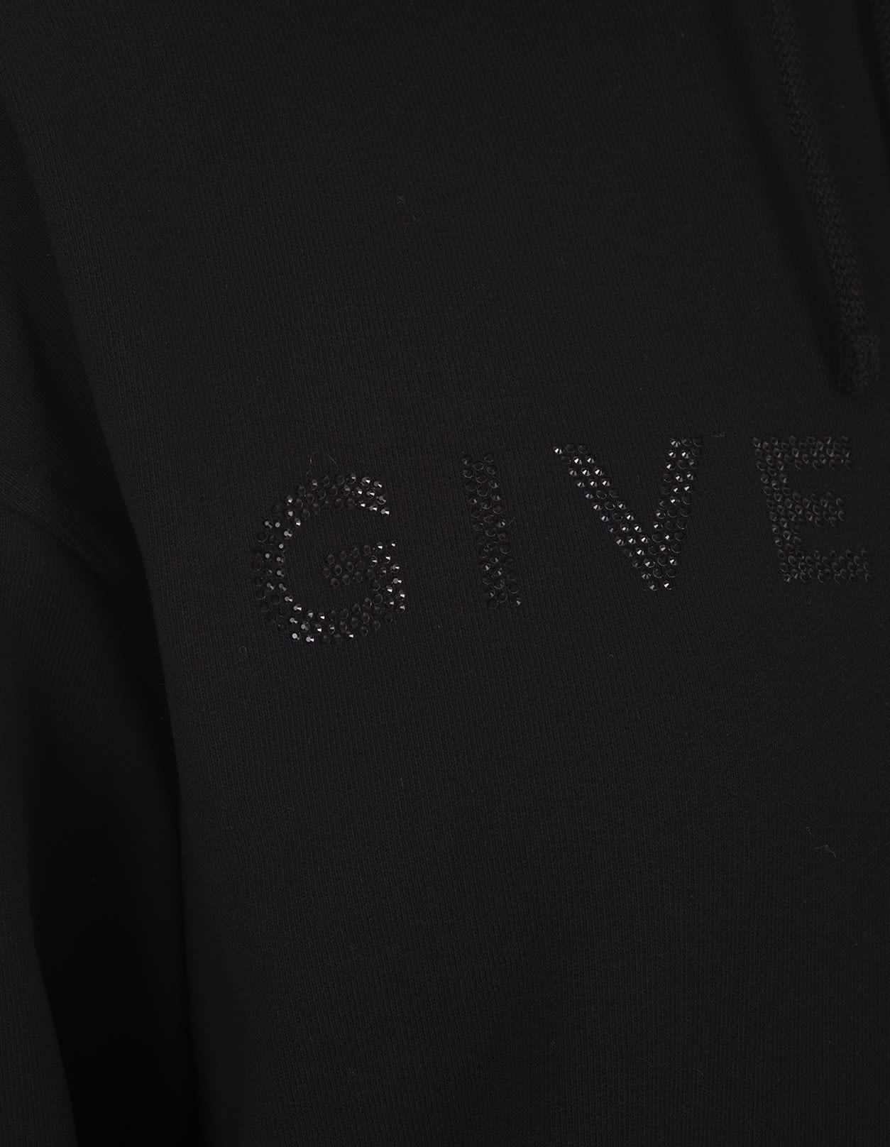 Shop Givenchy Black Hoodie With Rhinestone Logo In Nero