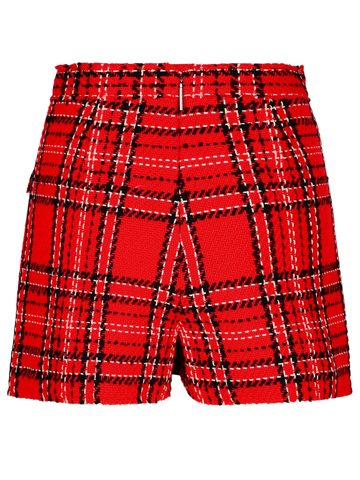 Shop Msgm Check Red Cotton Blend Shorts