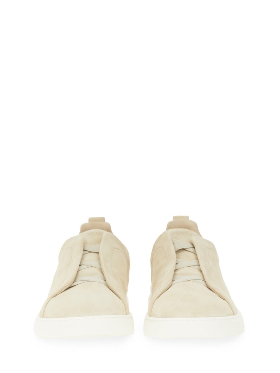 Shop Zegna Triple Stitch Sneaker In Beige