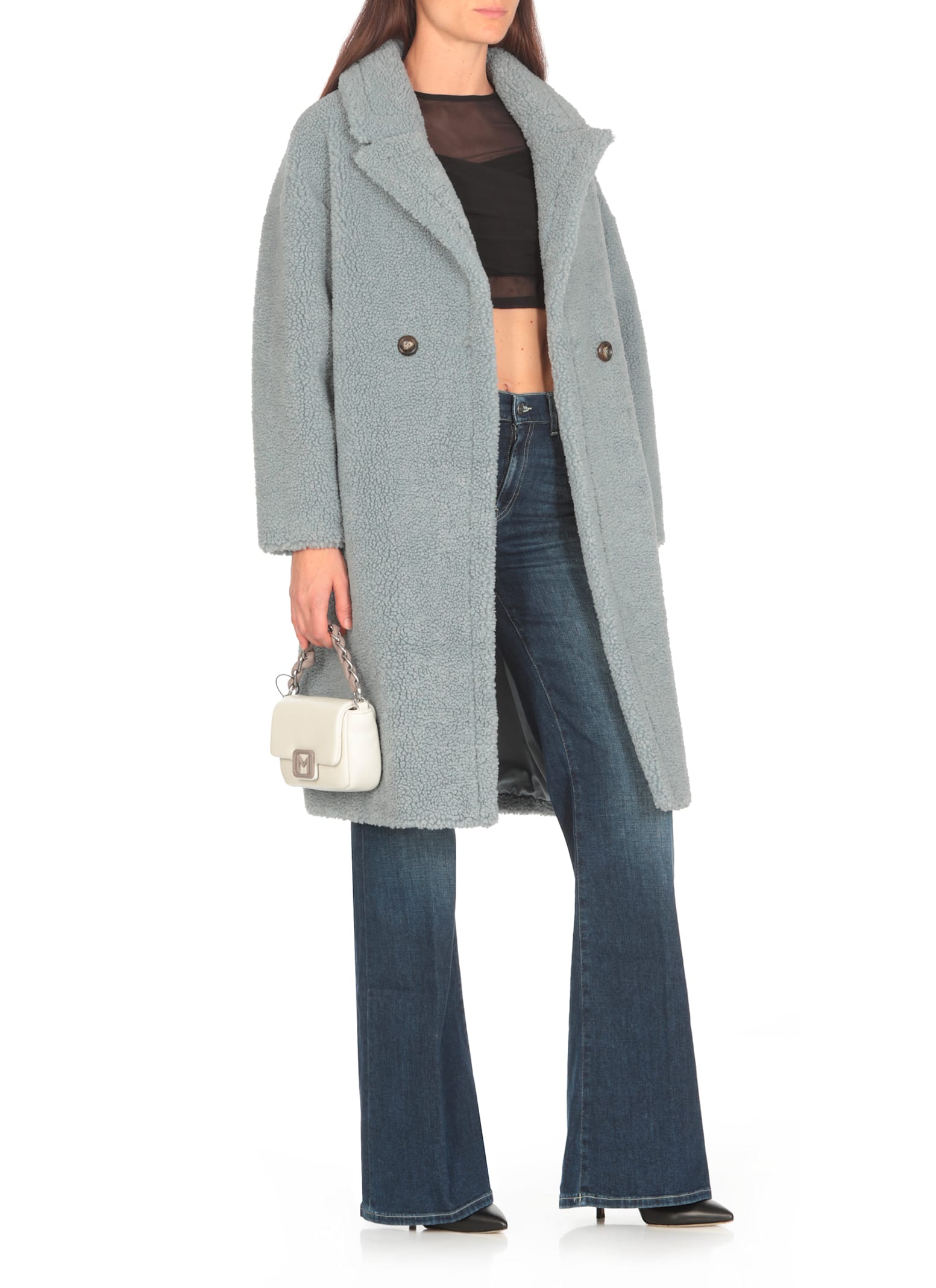 Shop Betta Corradi Faux Fur Coat In Light Blue