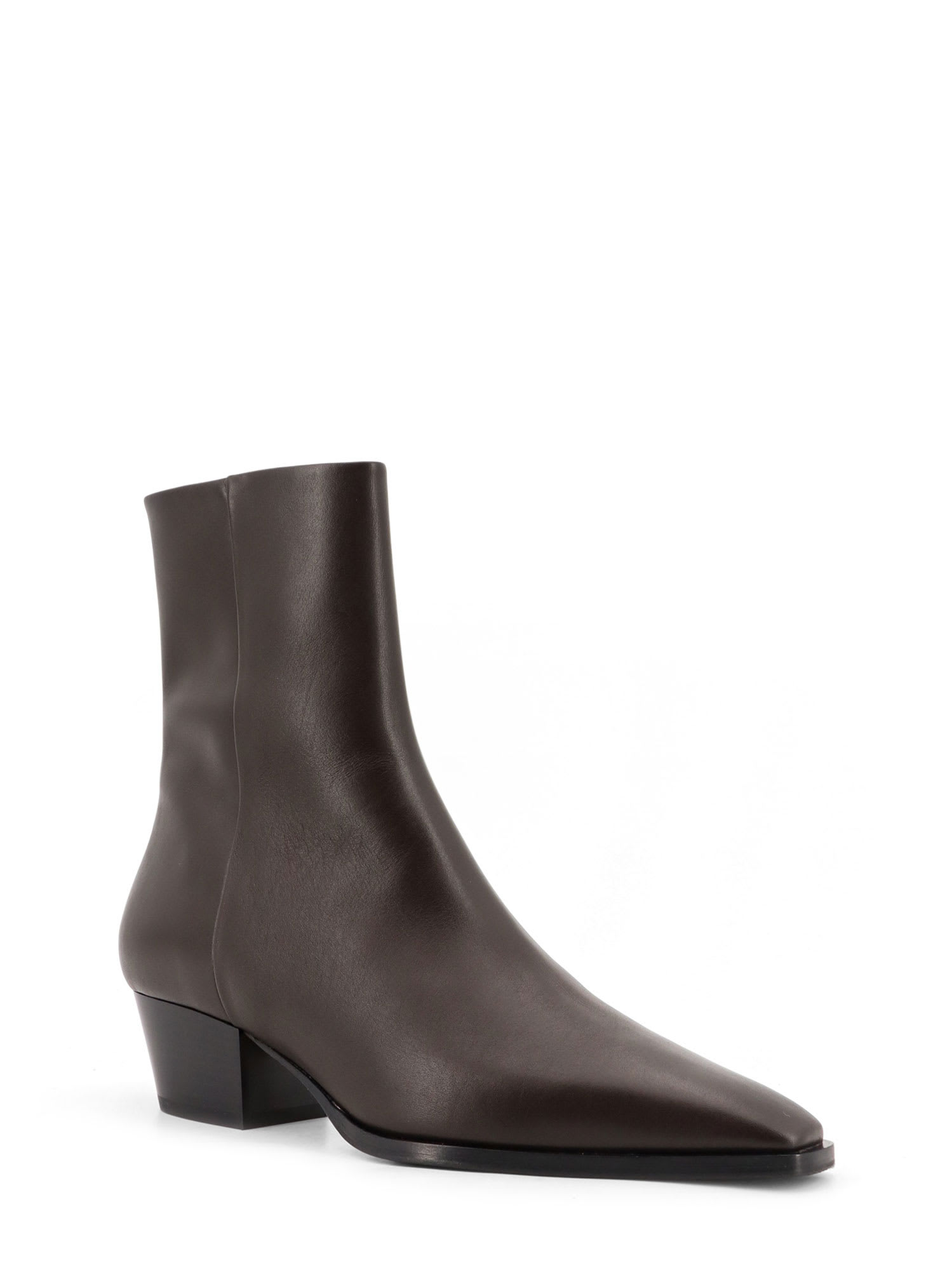 Aeyde Leather Ankle Boots Block Heel In Brown