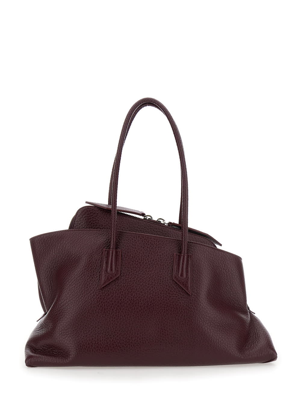 la Passeggiata Bordeaux Shoulder Bag With Two Top Handles In Leather Woman