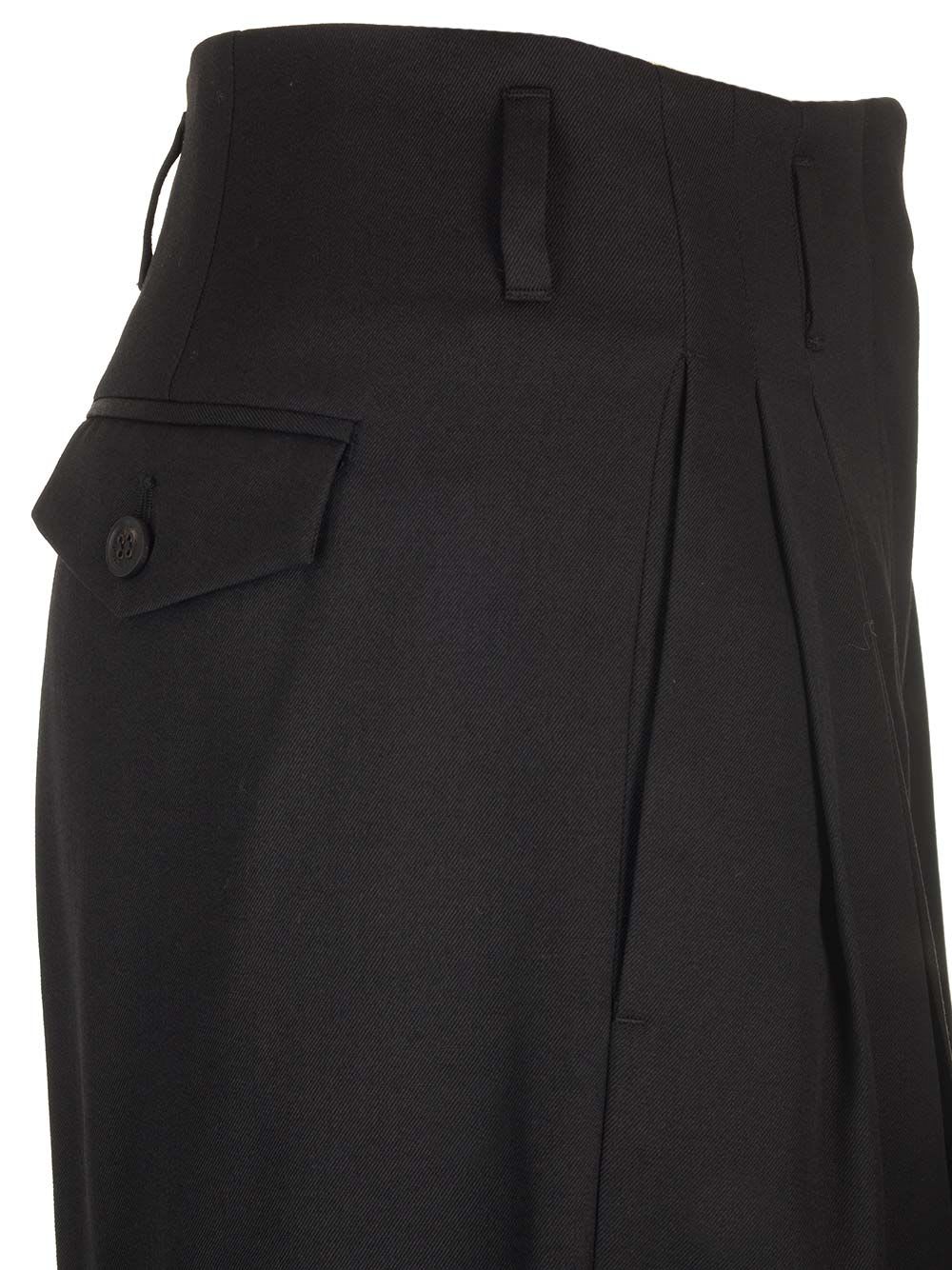 Golden Goose Wool Gabardine Wide Leg Trousers In Black