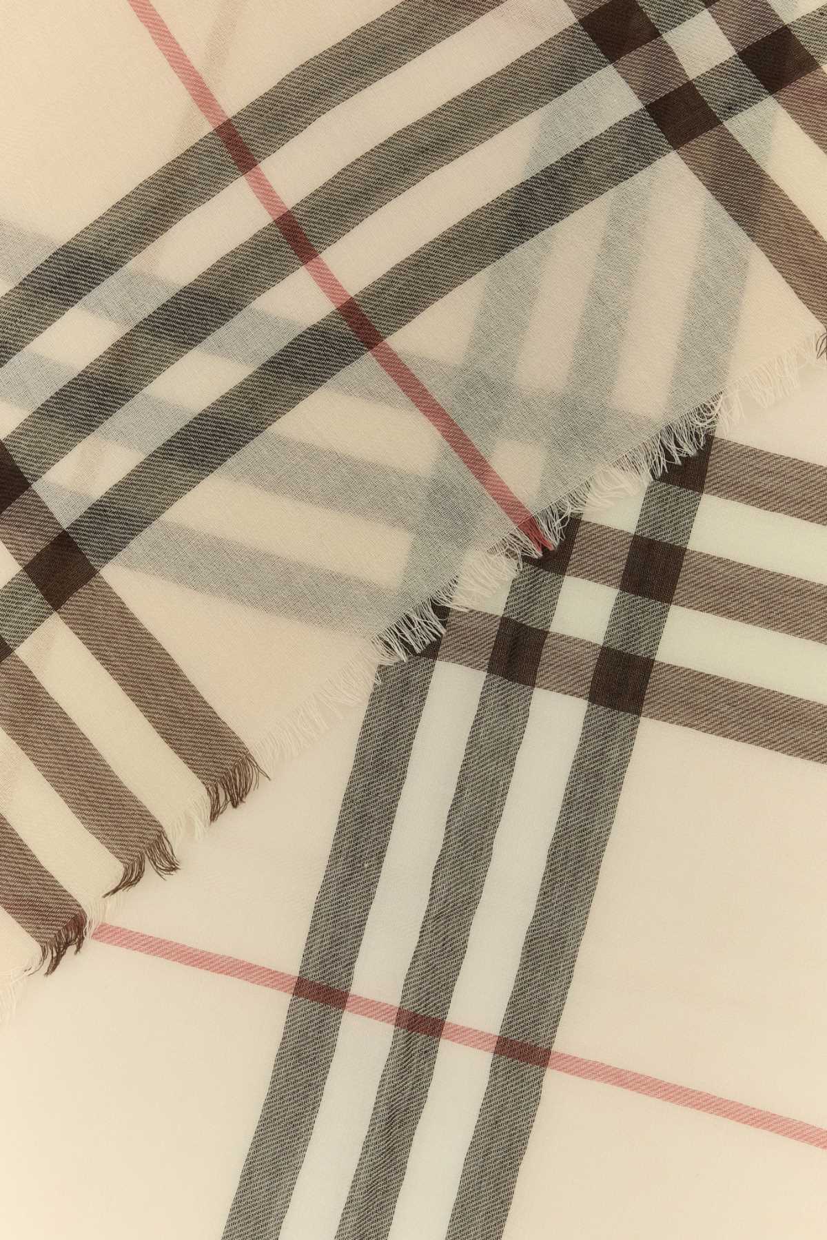 Shop Burberry Embroidered Wool Scarf In Alabasterpinkipck