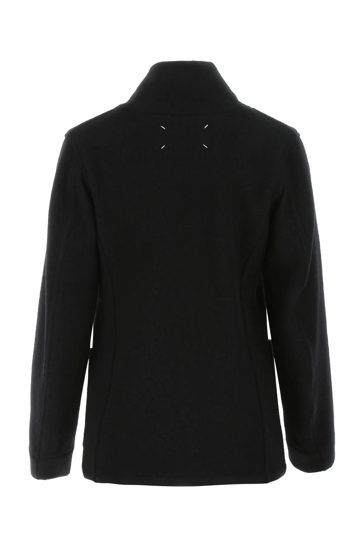 Shop Maison Margiela Black Wool Blazer