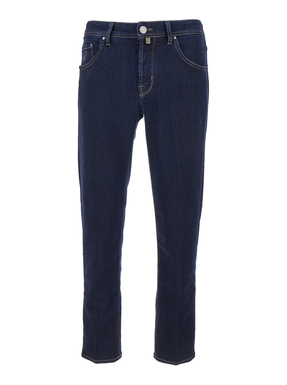 scott Blue Skinny Jeans With Contrasting Stitching In Cotton Blend Denim Man