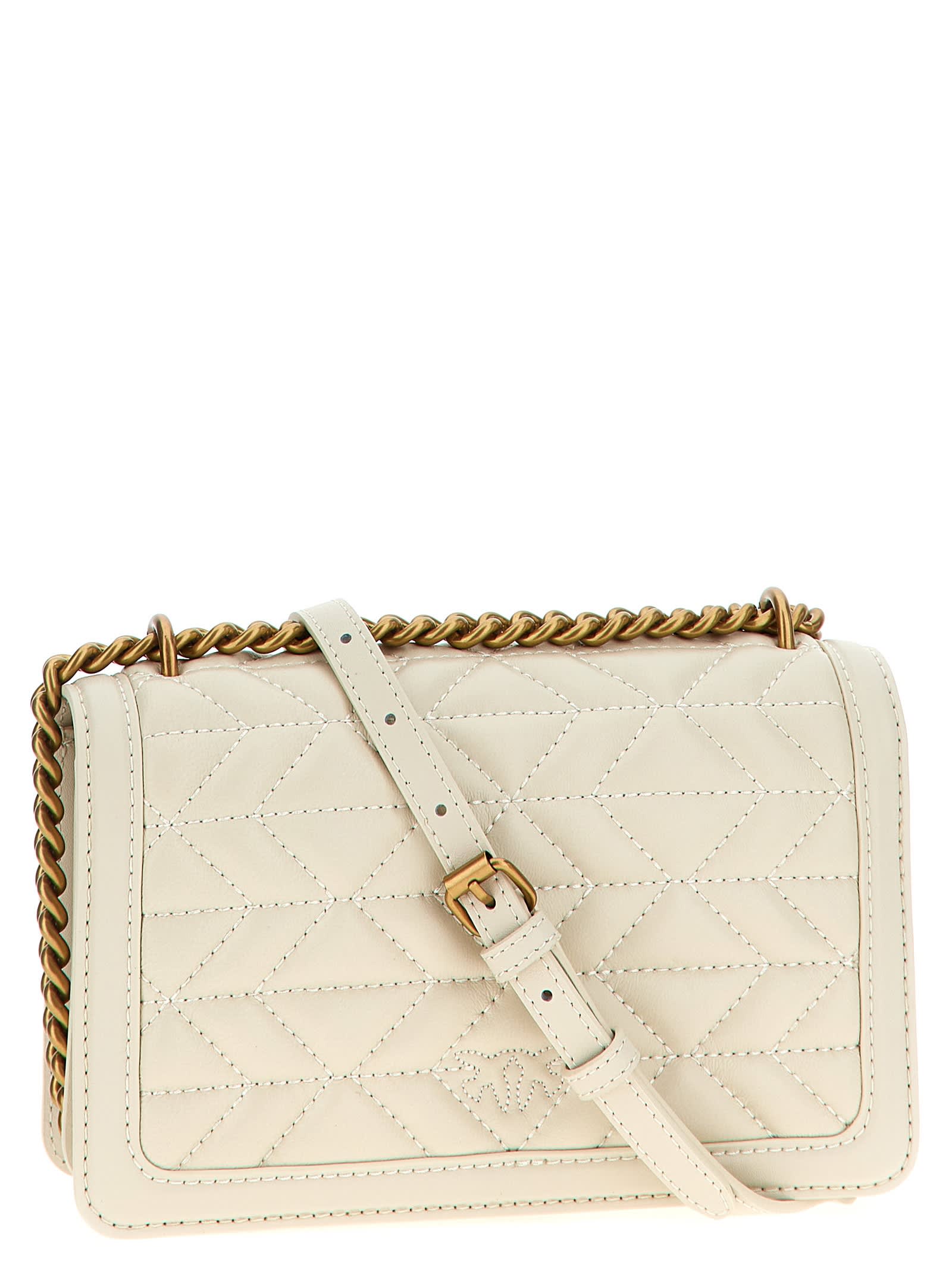 Shop Pinko Love One Mini Crossbody Bag In White