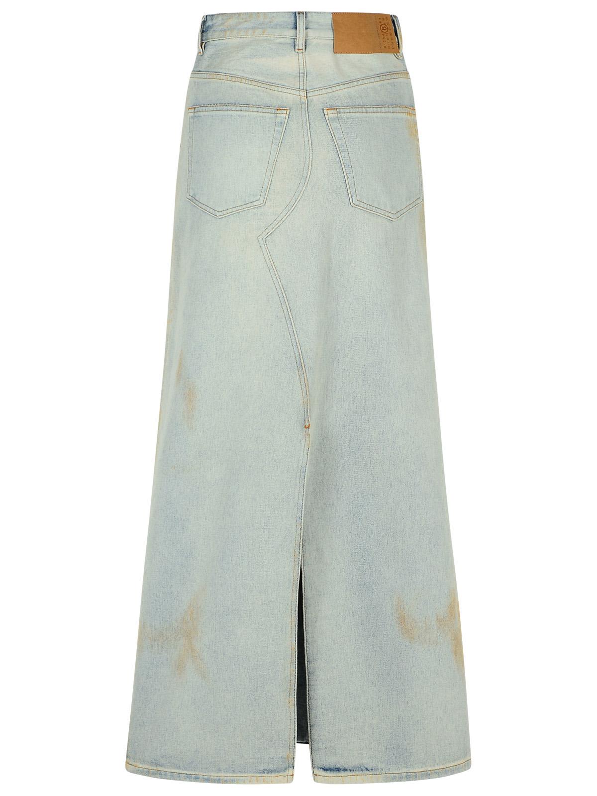 Mm6 Maison Margiela Denim Skirt With High Waist And Front Slit
