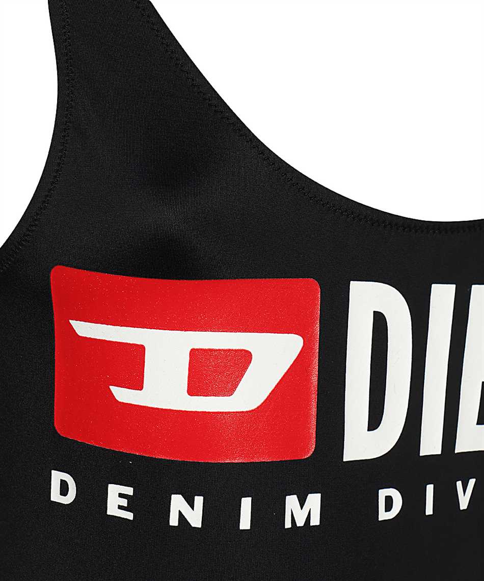 Diesel Solid Color Bfsw-pamela One-piece Swimsuit With Printed Logo In Black