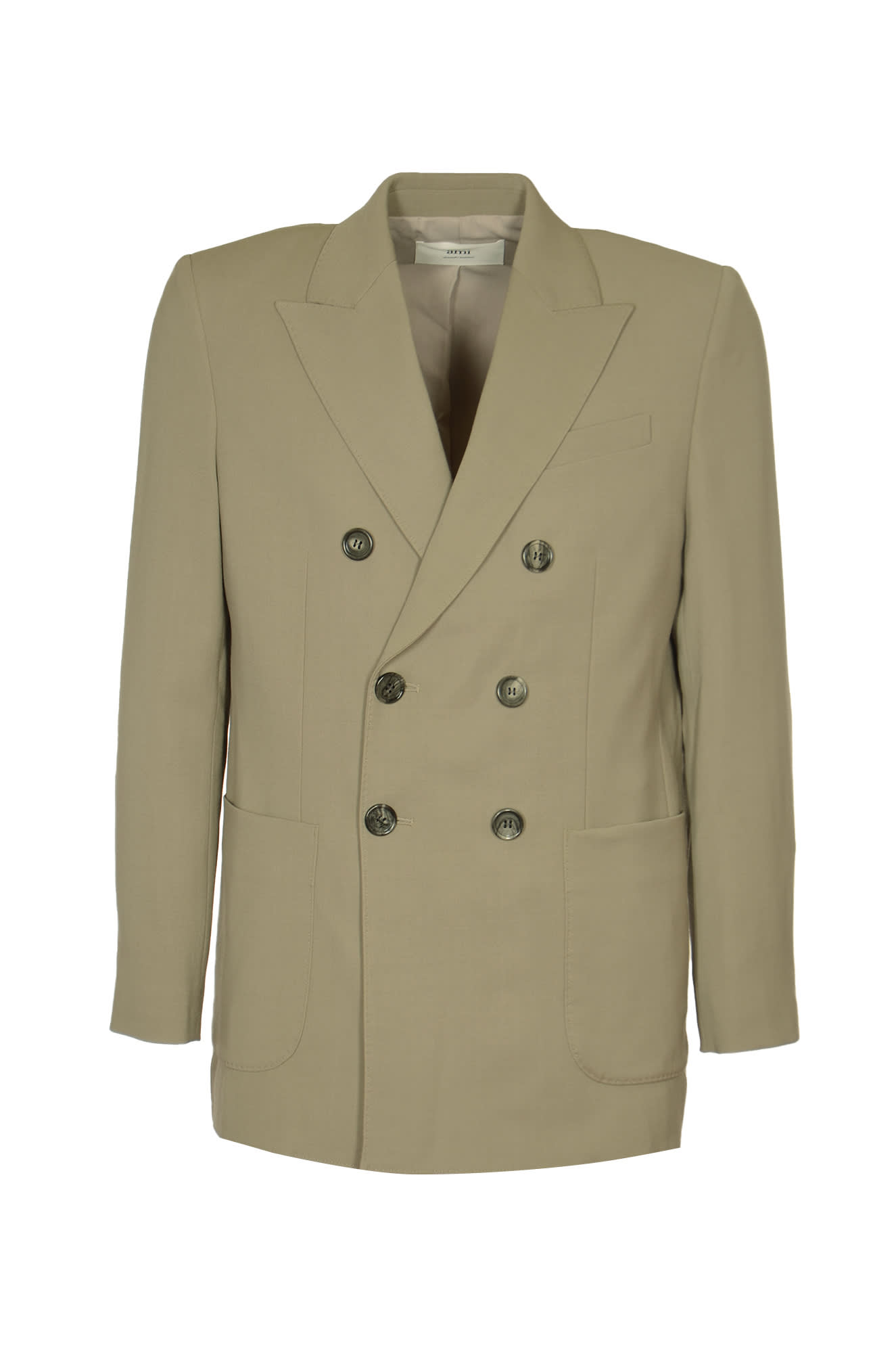 Shop Ami Alexandre Mattiussi Double-breasted Buttoned Blazer In Taupe Clair