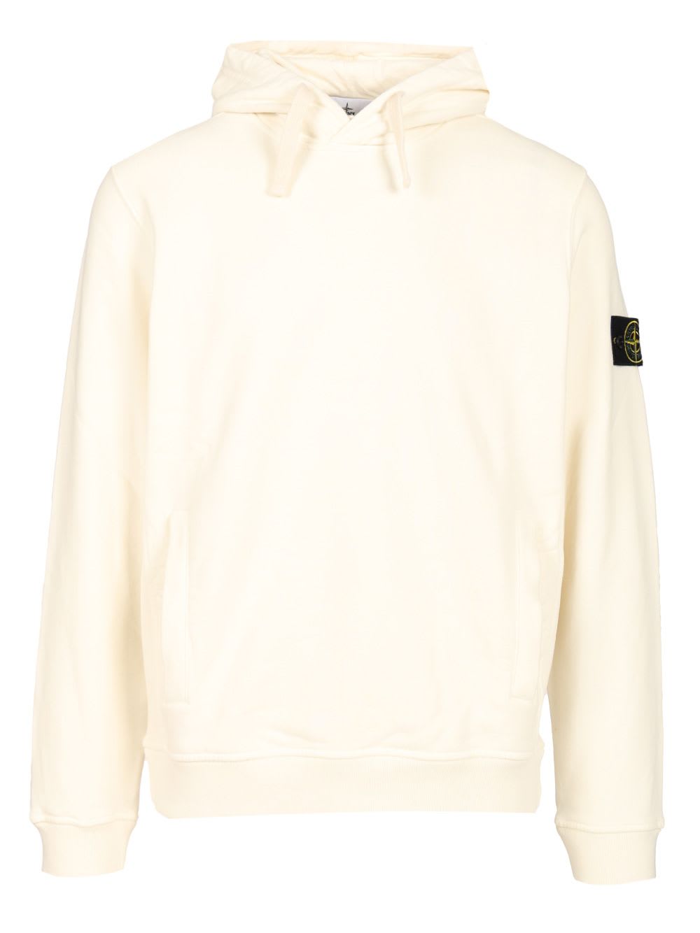 Stone Island Brushed Organic Cotton Fleece Hoodie Clothing In Neutral
